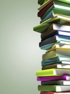 books in a colorful stack